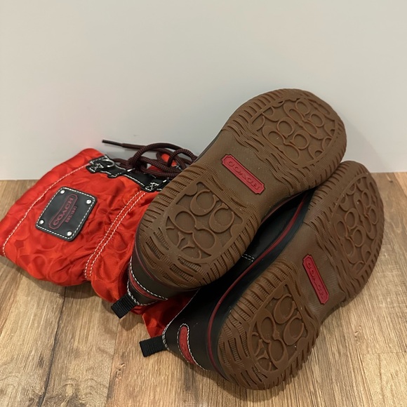 Like New - Coach Red and Black Lace Up Snow Boots - Picture 6 of 10